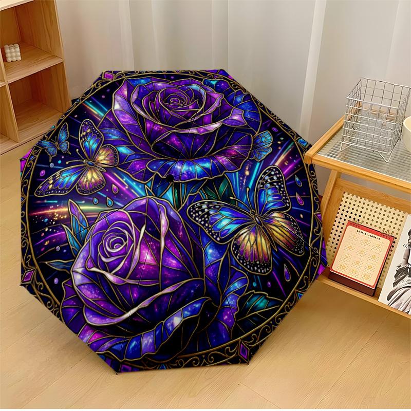 Violet Rose Mandala Theme Automatic Umbrella Compact 8-Rib Design Sturdy Construction Durable Umbrella Stylish Accessory
Violet Rose Mandala Theme Automatic Umbrella Compact 8-Rib Design Sturdy Construction Durable Umbrella Stylish Accessory