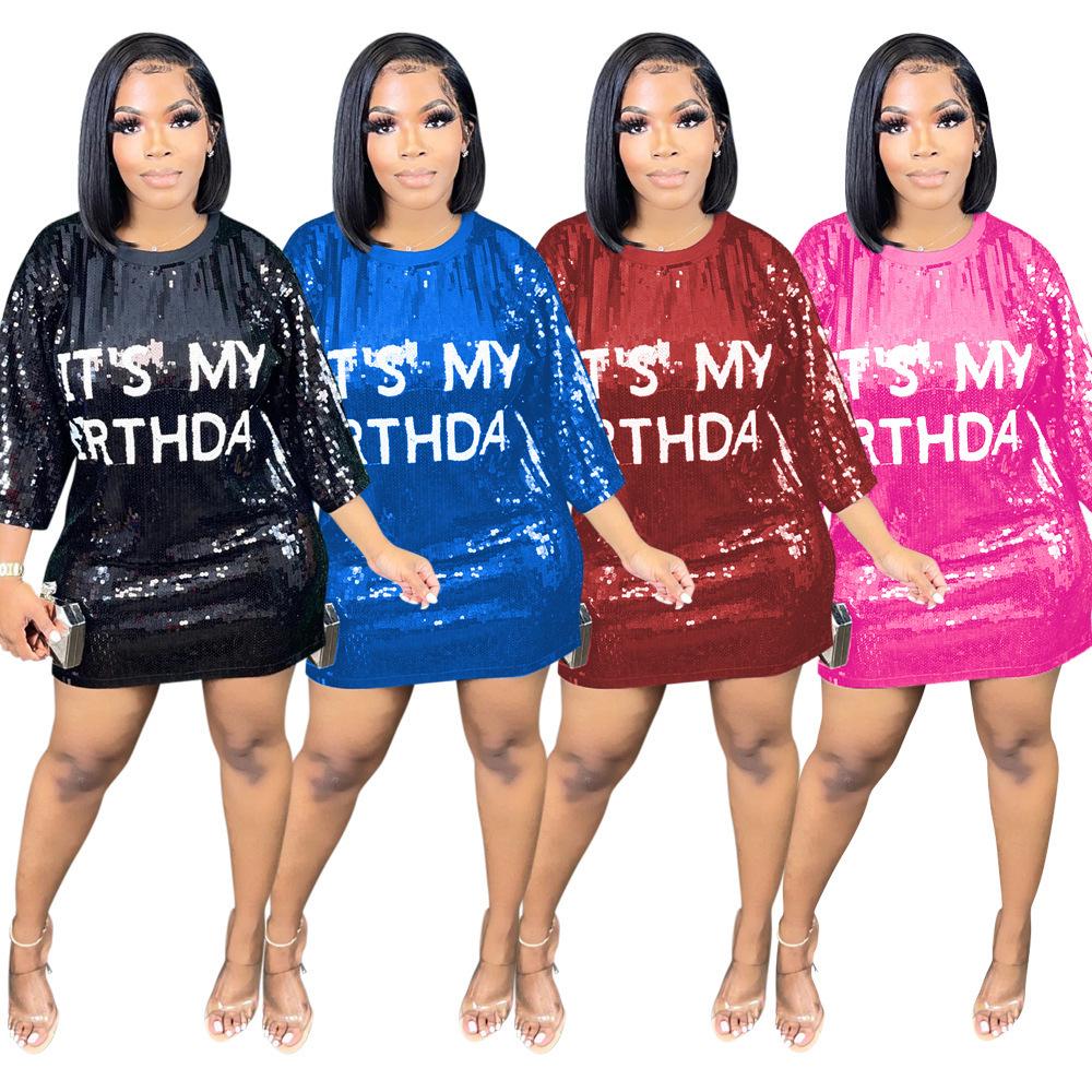Women s Sequined Party Dress - European & American Style, Round Neck, Half Sleeve, Loose Fit Large
Women s Sequined Party Dress - European & American Style, Round Neck, Half Sleeve, Loose Fit Large