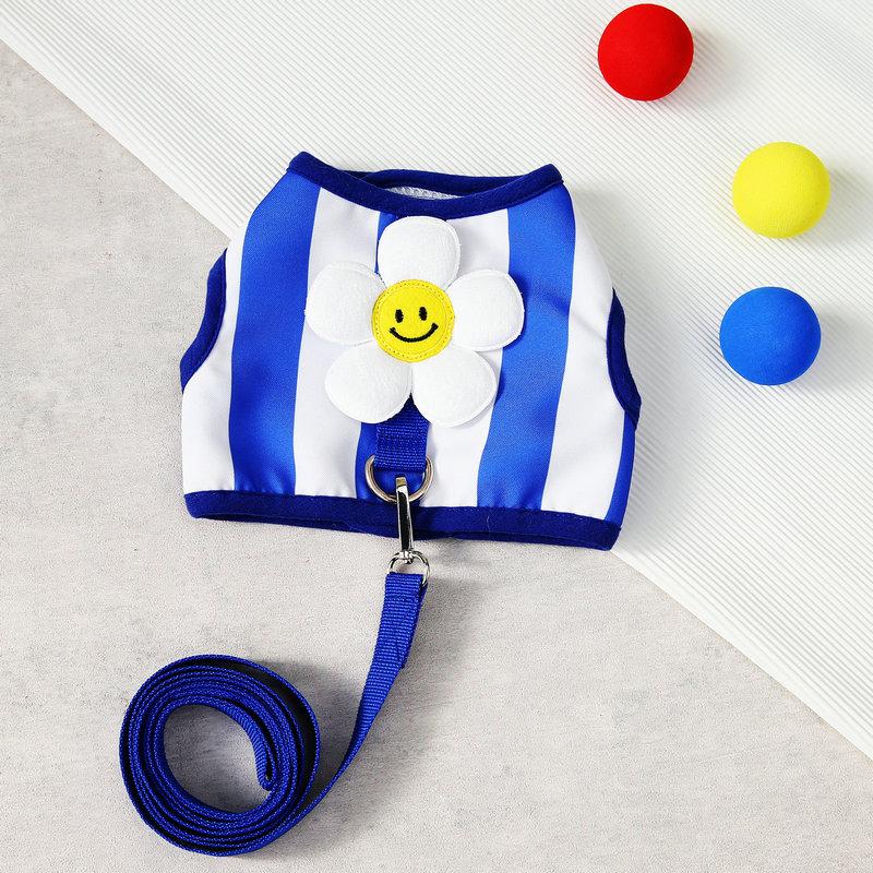 Летняя одежда для щенков, шлейка для маленьких собак, поводок в полоску с подсолнечником, набор поводков для прогулок на открытом воздухе, йоркширский чихуахуа, поводок для прогулок XS