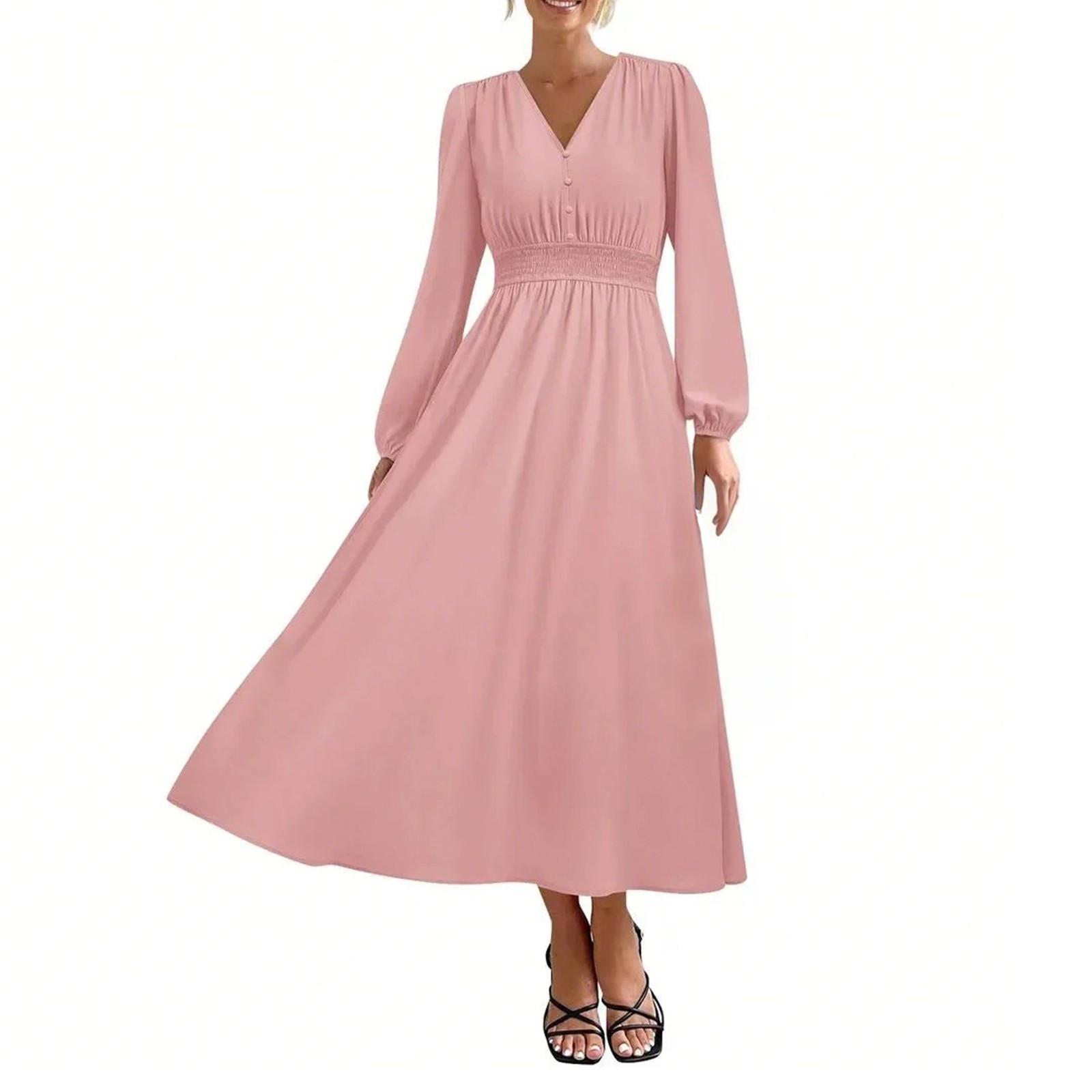 Женские модные свободные повседневные платья с V-образным вырезом и высокой талией XXL розовый
Женские модные свободные повседневные платья с V-образным вырезом и высокой талией XXL розовый