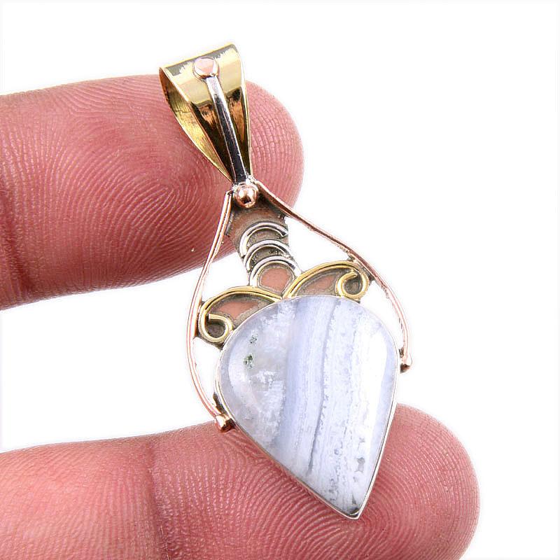 Natural Blue Lace Agate 925 Solid Sterling Silver Gift TwoTone Pendant 1.5 I6j92
Natural Blue Lace Agate 925 Solid Sterling Silver Gift TwoTone Pendant 1.5 I6j92