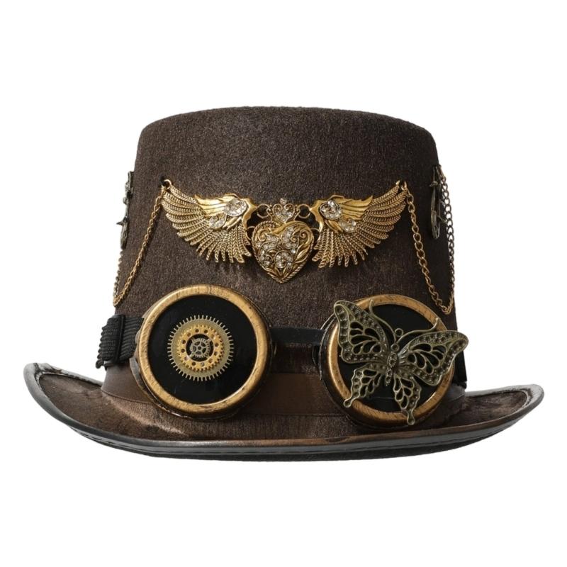 Victorian sci-fi Protective eyewear Top Hat With Detachable Bronze Eyewear For Cosplay Parties Outdoor Adventures And Victorian Costume Accessories
Victorian sci-fi Protective eyewear Top Hat With Detachable Bronze Eyewear For Cosplay Parties Outdoor Adventures And Victorian Costume Accessories