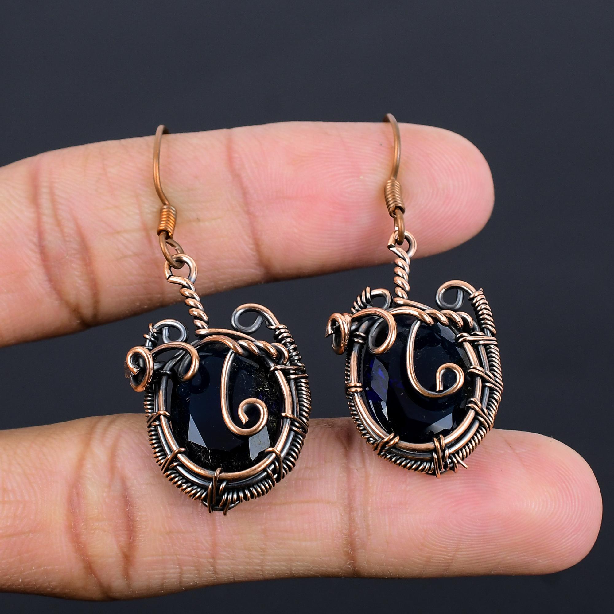 Серьги с синими сапфирами, Серьги с драгоценными камнями ручной работы, Серьги, обернутые медной проволокой 999 пробы, Антикварные украшения, Для подарка на помолвку 2.55 Inches
Серьги с синими сапфирами, Серьги с драгоценными камнями ручной работы, Серьги, обернутые медной проволокой 999 пробы, Антикварные украшения, Для подарка на помолвку 2.55 Inches