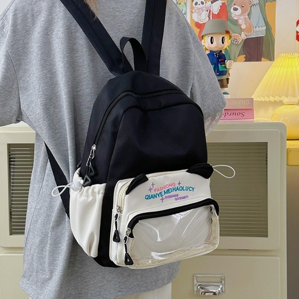 Nylon Transparent Pocket Backpack Color Matching Large Capacity Daypack Student School Bag School чорний
Nylon Transparent Pocket Backpack Color Matching Large Capacity Daypack Student School Bag School чорний