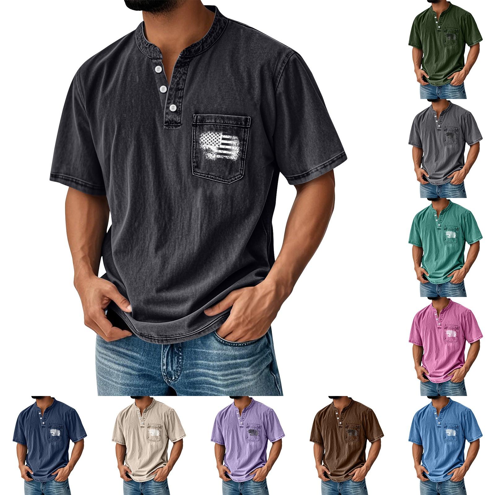 Men s Summer Independence Day Pattern Round Neck Short Sleeve T-Shirt Neck Men s All-match Casual Button Shirt XL
Men s Summer Independence Day Pattern Round Neck Short Sleeve T-Shirt Neck Men s All-match Casual Button Shirt XL