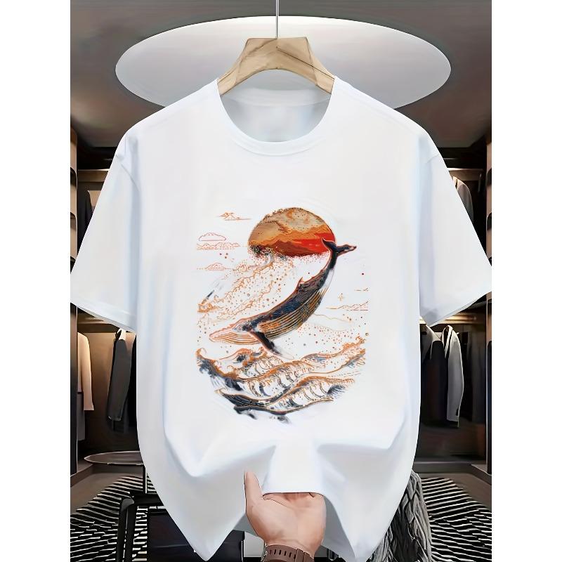 Round Neck Short Sleeve T-Shirt with Whale Print in Waves and Sunset. The Combination of Whale, Waves, and Sunset Creates a Romantic S белый
Round Neck Short Sleeve T-Shirt with Whale Print in Waves and Sunset. The Combination of Whale, Waves, and Sunset Creates a Romantic S белый