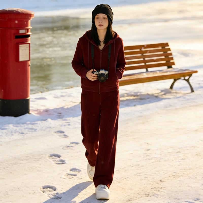 Spring 2026 Wine Red Velvet Hoodie & Wide-Leg Pants Set for Women – Casual Two-Piece Sportswear L
Spring 2026 Wine Red Velvet Hoodie & Wide-Leg Pants Set for Women – Casual Two-Piece Sportswear L