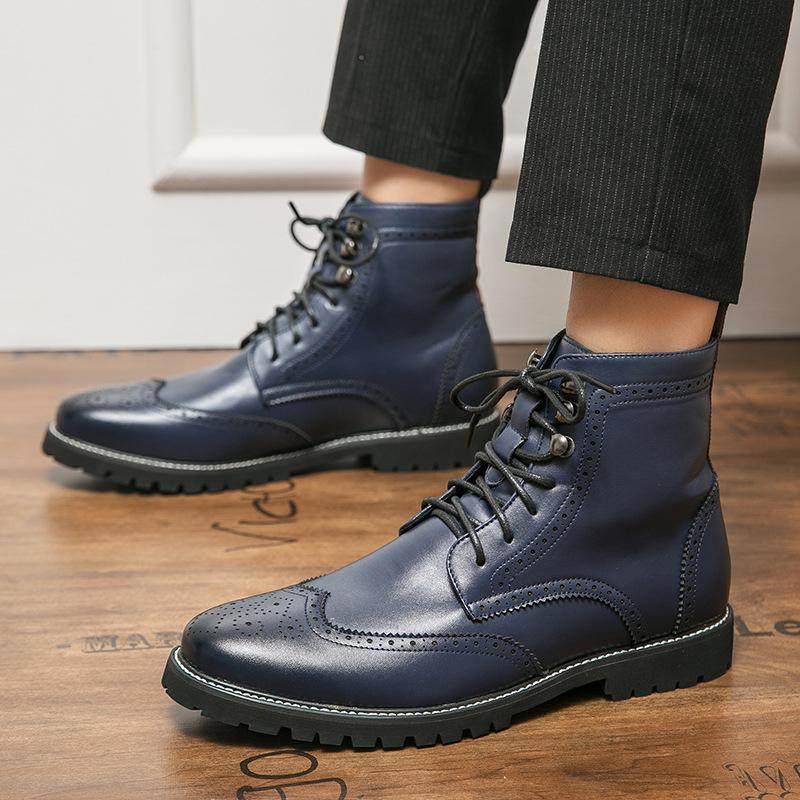 Large size polished trendy leather shoes personalized autumn and winter high-top men s leather boots outdoor lace-up fashion Martin boots 48 синій
Large size polished trendy leather shoes personalized autumn and winter high-top men s leather boots outdoor lace-up fashion Martin boots 48 синій