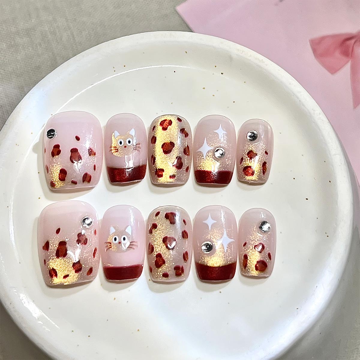 High-End Leopard Print Rhinestone False Nails - Short Square French Manicure Tips Medium
High-End Leopard Print Rhinestone False Nails - Short Square French Manicure Tips Medium