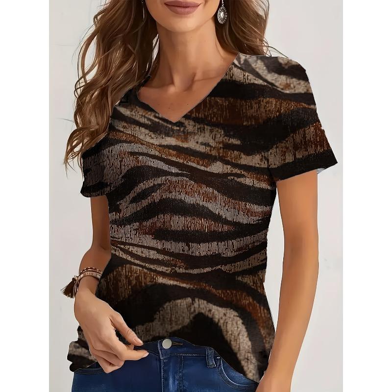 Жіноча футболка з квітковим смугастим принтом, V-подібним вирізом та коротким рукавом. Універсальна, зручна, модна, повсякденна. 5XL
Жіноча футболка з квітковим смугастим принтом, V-подібним вирізом та коротким рукавом. Універсальна, зручна, модна, повсякденна. 5XL