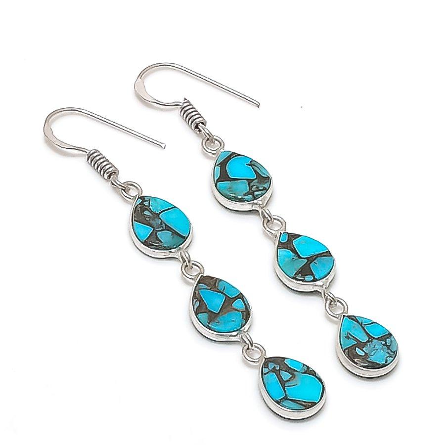 Copper Blue Turquoise Gemstone 925 Sterling Silver Jewelry Earring 2.40 KJ-969
Copper Blue Turquoise Gemstone 925 Sterling Silver Jewelry Earring 2.40 KJ-969
