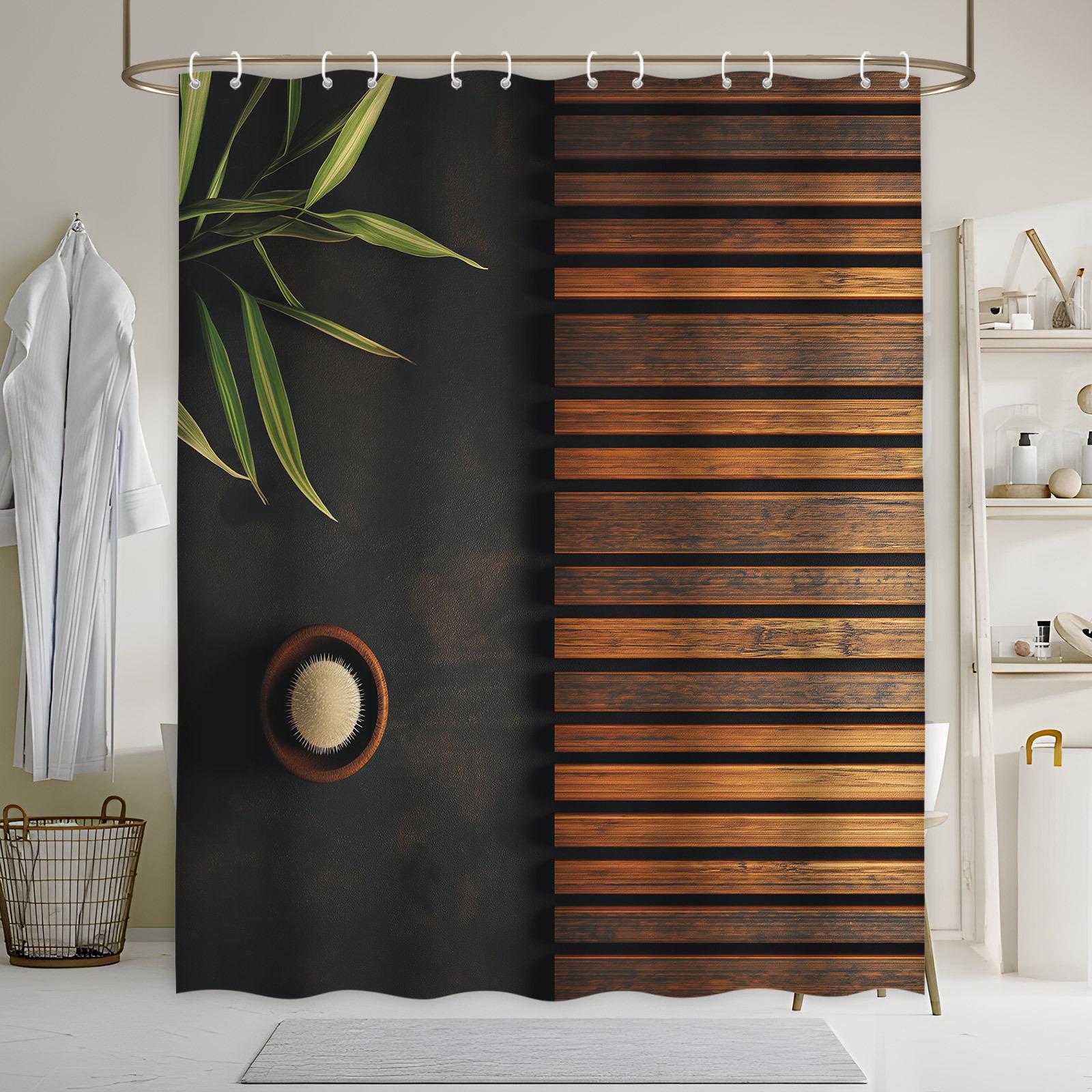 Wood Plank And Green Plants Shower Curtain Modern Minimalist Design Nature Inspired Serene Bathroom Decor With Hooks W60H190(CM)-1 Pcs
Wood Plank And Green Plants Shower Curtain Modern Minimalist Design Nature Inspired Serene Bathroom Decor With Hooks W60H190(CM)-1 Pcs