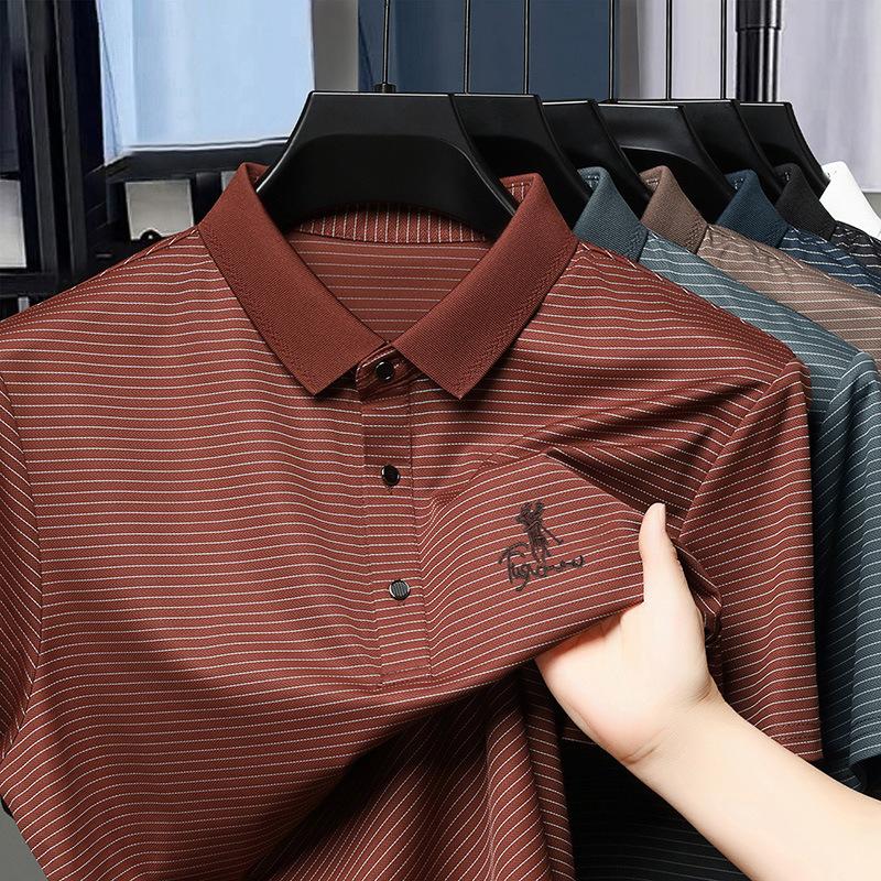 Рубашка поло с коротким рукавом, мужская повседневная дышащая тонкая пряжа, полосатая вышитая футболка с лацканами 4XL кирпич красный
Рубашка поло с коротким рукавом, мужская повседневная дышащая тонкая пряжа, полосатая вышитая футболка с лацканами 4XL кирпич красный