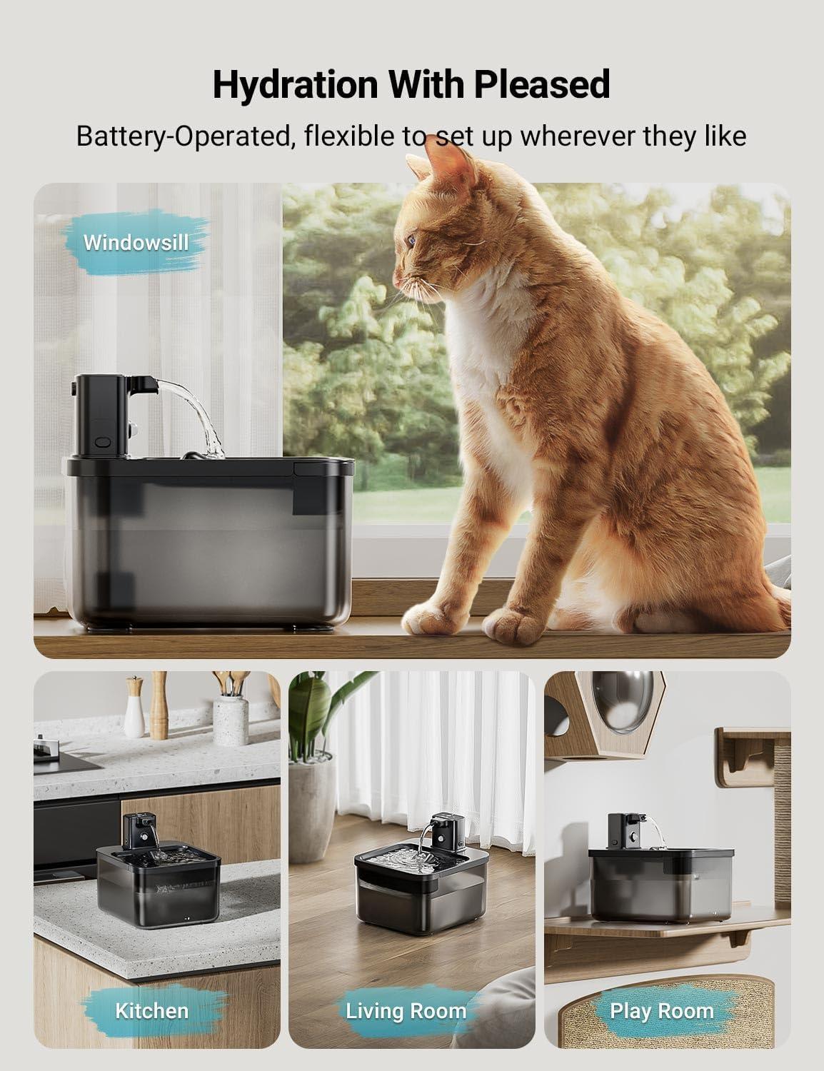 Water Fountain Cordless, Wireless Pet Water Fountains for Cats Indoor,Battery Operated Cat Drinking Fountain with Motion Sensor, 1Pcs чистий
Water Fountain Cordless, Wireless Pet Water Fountains for Cats Indoor,Battery Operated Cat Drinking Fountain with Motion Sensor, 1Pcs чистий