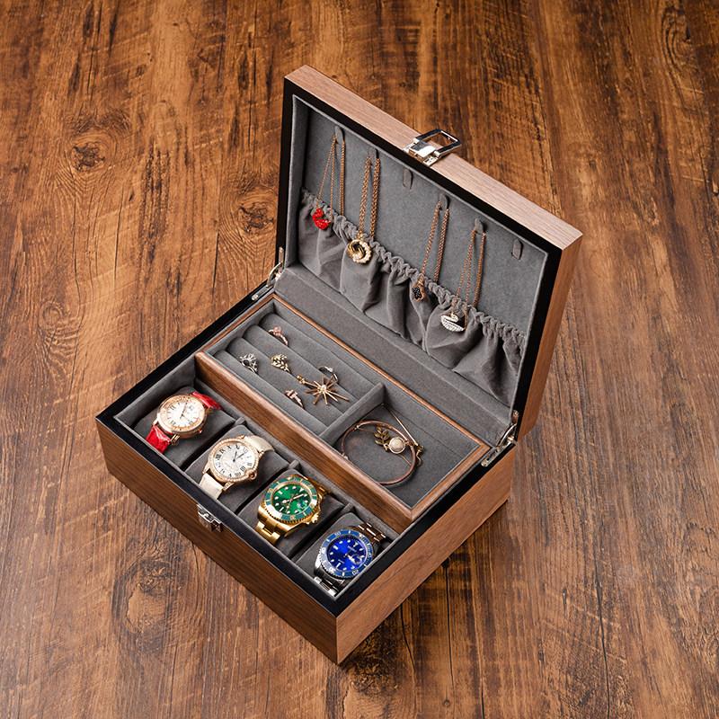 Wooden Watch & Jewelry Box, Double Layer Dustproof Case with Cushion, Display Organizer for Necklaces Bracelets, Travel&Gift Box
Wooden Watch & Jewelry Box, Double Layer Dustproof Case with Cushion, Display Organizer for Necklaces Bracelets, Travel&Gift Box
