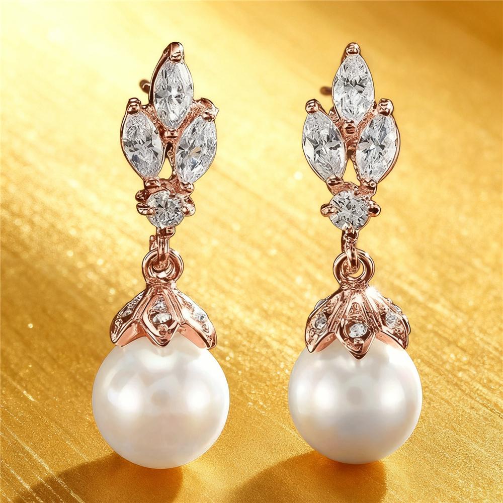 Charm Female White Zircon Stone Stud Earrings Vintage Rose Gold Color Wedding Party Gift For Women
Charm Female White Zircon Stone Stud Earrings Vintage Rose Gold Color Wedding Party Gift For Women