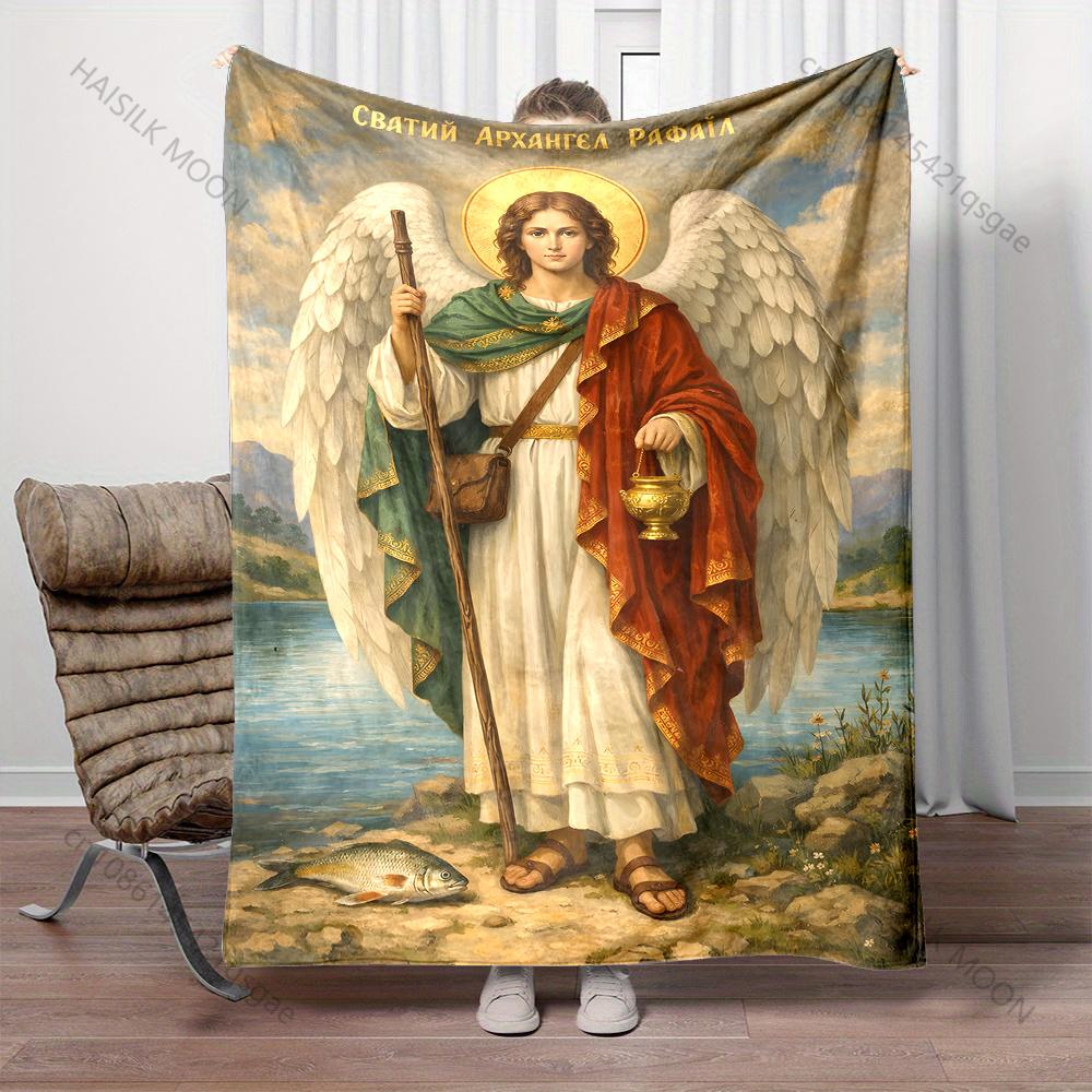 1PC Angel with staff and chalice print blanket Prayer blankets for believers suitable for home sofa camping travel car 75x90cm
1PC Angel with staff and chalice print blanket Prayer blankets for believers suitable for home sofa camping travel car 75x90cm