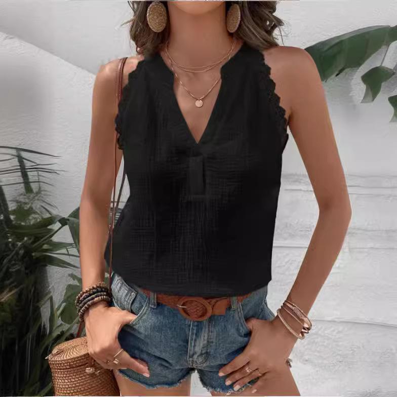 Summer Women s Vest White V-neck Off-shoulder Top Black Simple Lace Casual Basic Sleeveless Shirt Tank for Female 2XL чорний
Summer Women s Vest White V-neck Off-shoulder Top Black Simple Lace Casual Basic Sleeveless Shirt Tank for Female 2XL чорний