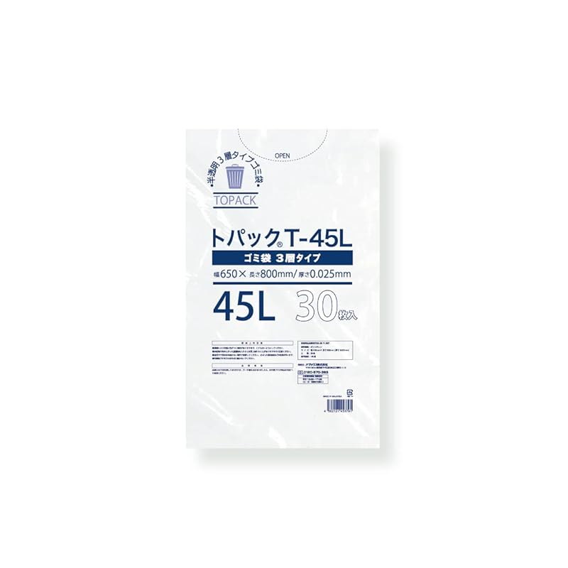 ozax topak Garbage bag T-45L Contains 30 pieces translucent 3-layer material resists pulling and piercing
ozax topak Garbage bag T-45L Contains 30 pieces translucent 3-layer material resists pulling and piercing