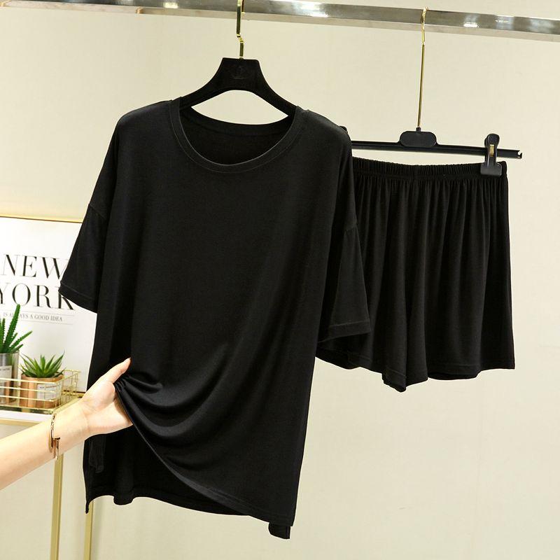 Modal Short-Sleeved Shorts Suit Women s Summer Loose Plus Size T-Shirt Casual Bottoming Home Pajamas Pajama Pants Two-piece Set Black 2XL (recommended 70.00 kg-80.00 kg
Modal Short-Sleeved Shorts Suit Women s Summer Loose Plus Size T-Shirt Casual Bottoming Home Pajamas Pajama Pants Two-piece Set Black 2XL (recommended 70.00 kg-80.00 kg