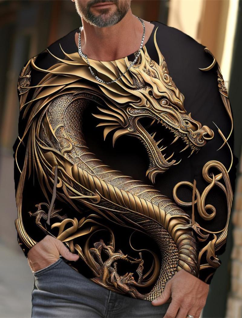 Футболка с длинным рукавом Dragon для мужчин, повседневная футболка, модная одежда Harajuku с 3D-печатью и уличной одеждой
Футболка с длинным рукавом Dragon для мужчин, повседневная футболка, модная одежда Harajuku с 3D-печатью и уличной одеждой