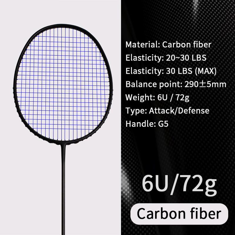 21-30 LBS badminton racket carbon fiber man woman adult high elasticity durable major Attack racket defense Competition level 22LBS
21-30 LBS badminton racket carbon fiber man woman adult high elasticity durable major Attack racket defense Competition level 22LBS
