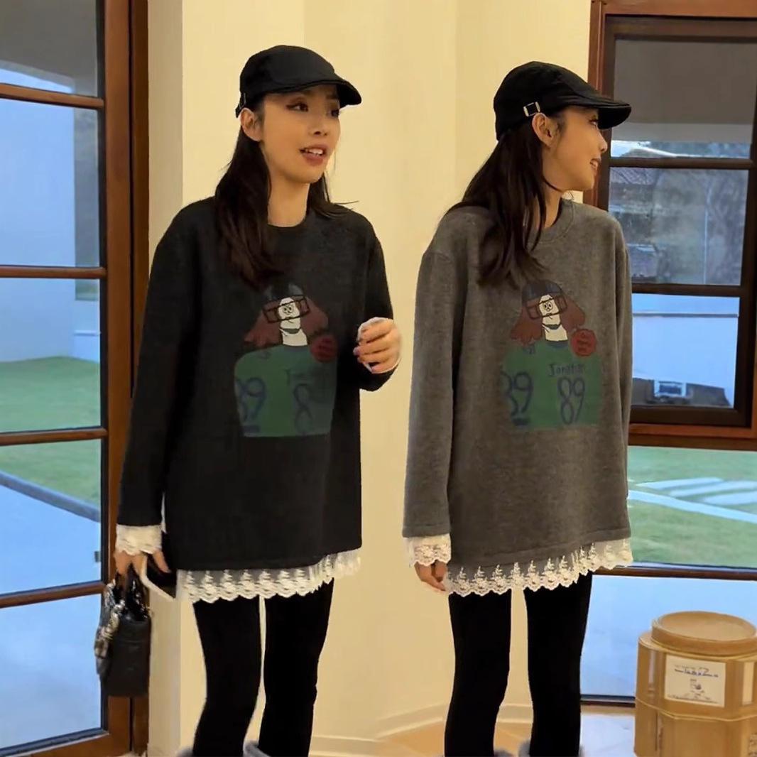 Korean-Style Mid-Length Lace Fleece Sweatshirt - Women s Early Spring Casual Hip-Covering Top Extra Large
Korean-Style Mid-Length Lace Fleece Sweatshirt - Women s Early Spring Casual Hip-Covering Top Extra Large