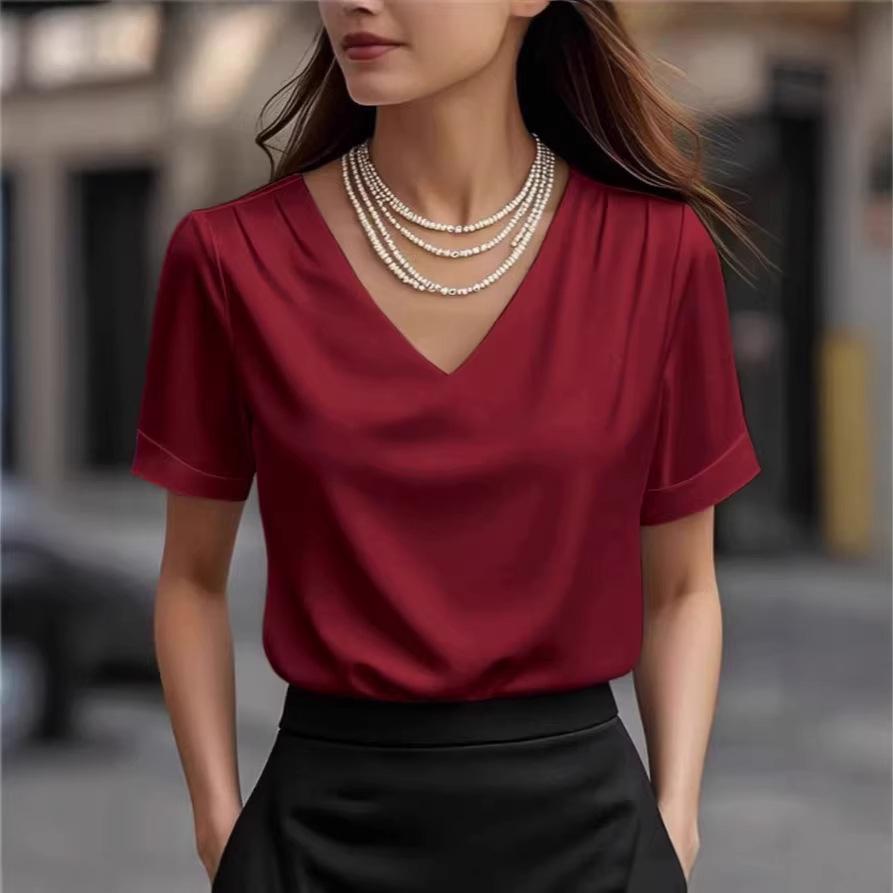 Elegant Women s Satin V-Neck Short Sleeve Top XXL вина червоного кольору
Elegant Women s Satin V-Neck Short Sleeve Top XXL вина червоного кольору