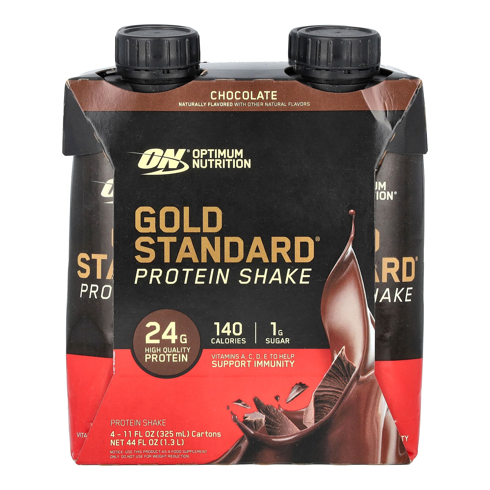 Optimum Nutrition, Gold Standard Protein Shake, Chocolate, 4 Pack, 11 fl oz (325 ml) Each
Optimum Nutrition, Gold Standard Protein Shake, Chocolate, 4 Pack, 11 fl oz (325 ml) Each