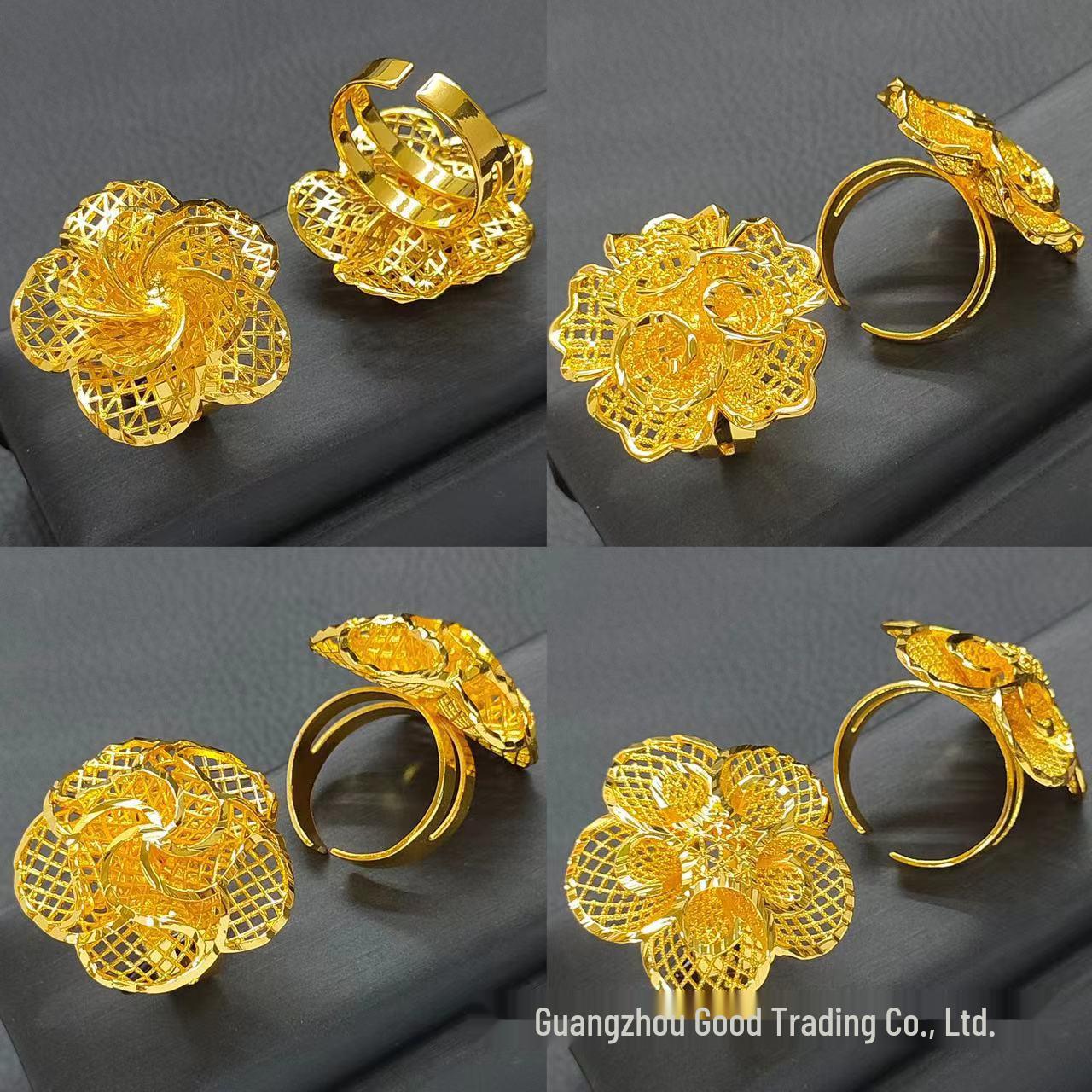 Vietnam 24k Gold Copper Flower Ring - Non-Fading, Adjustable Size for Brides Adjustable
Vietnam 24k Gold Copper Flower Ring - Non-Fading, Adjustable Size for Brides Adjustable