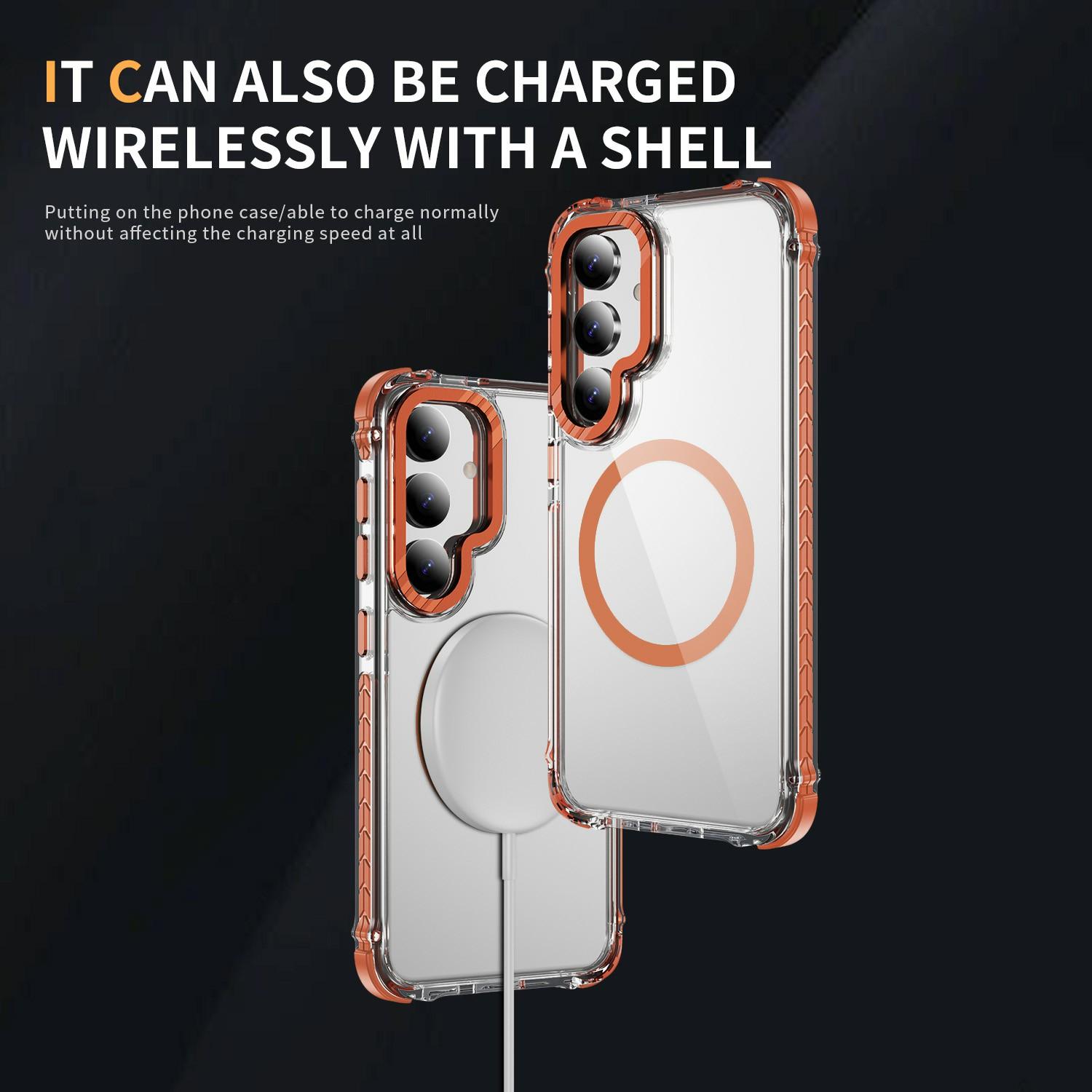 For Samsung Galaxy S24 FE Case Crystal Clear Airbag TPU+PC Phone Back Cover Compatible with MagSafe Orange
For Samsung Galaxy S24 FE Case Crystal Clear Airbag TPU+PC Phone Back Cover Compatible with MagSafe Orange