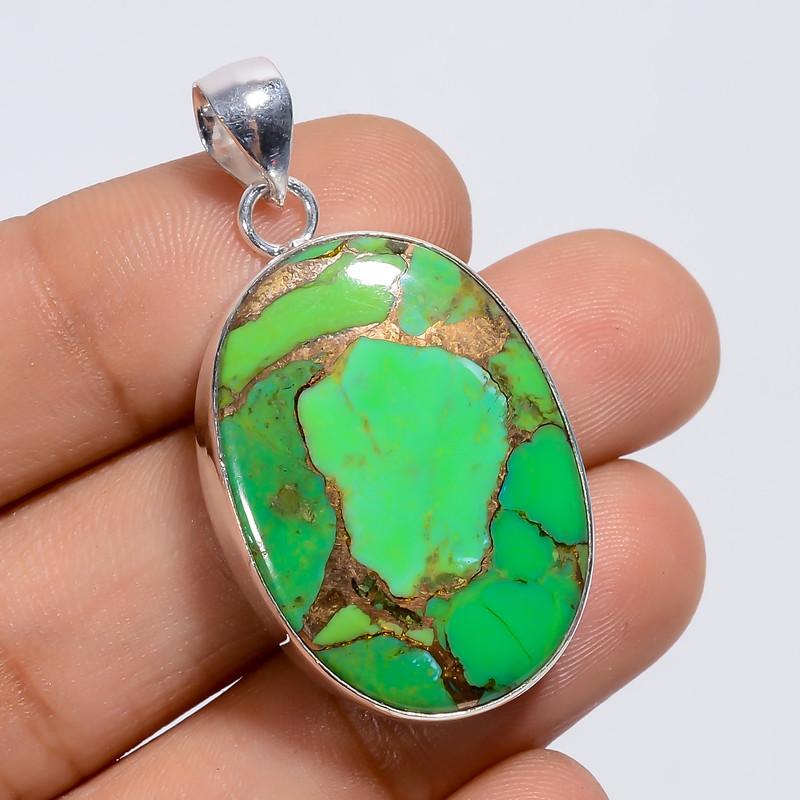 Dazzling Top Grade Qualite 100% Natural Green Copper Turquoise Oval Shape Ethnic Handmade Jewelry 925 Steling Silver Pendant 1.5 WSJ-4943 1.5
Dazzling Top Grade Qualite 100% Natural Green Copper Turquoise Oval Shape Ethnic Handmade Jewelry 925 Steling Silver Pendant 1.5 WSJ-4943 1.5