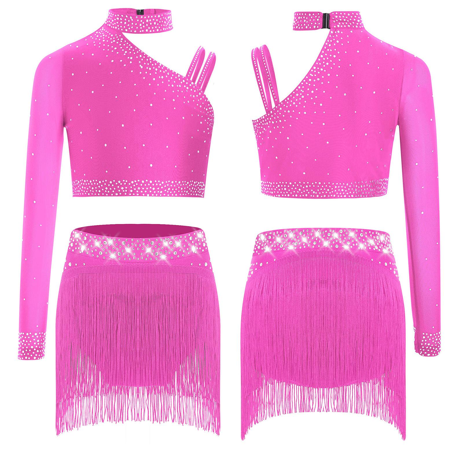 Girls Dance Crop Top Set Irregular Shoulder Sparkly Rhinestones Sleeveless with Elastic Waistband Fringe Shorts for Stage Performance 15-16 Years гарячі рожевого кольору
Girls Dance Crop Top Set Irregular Shoulder Sparkly Rhinestones Sleeveless with Elastic Waistband Fringe Shorts for Stage Performance 15-16 Years гарячі рожевого кольору
