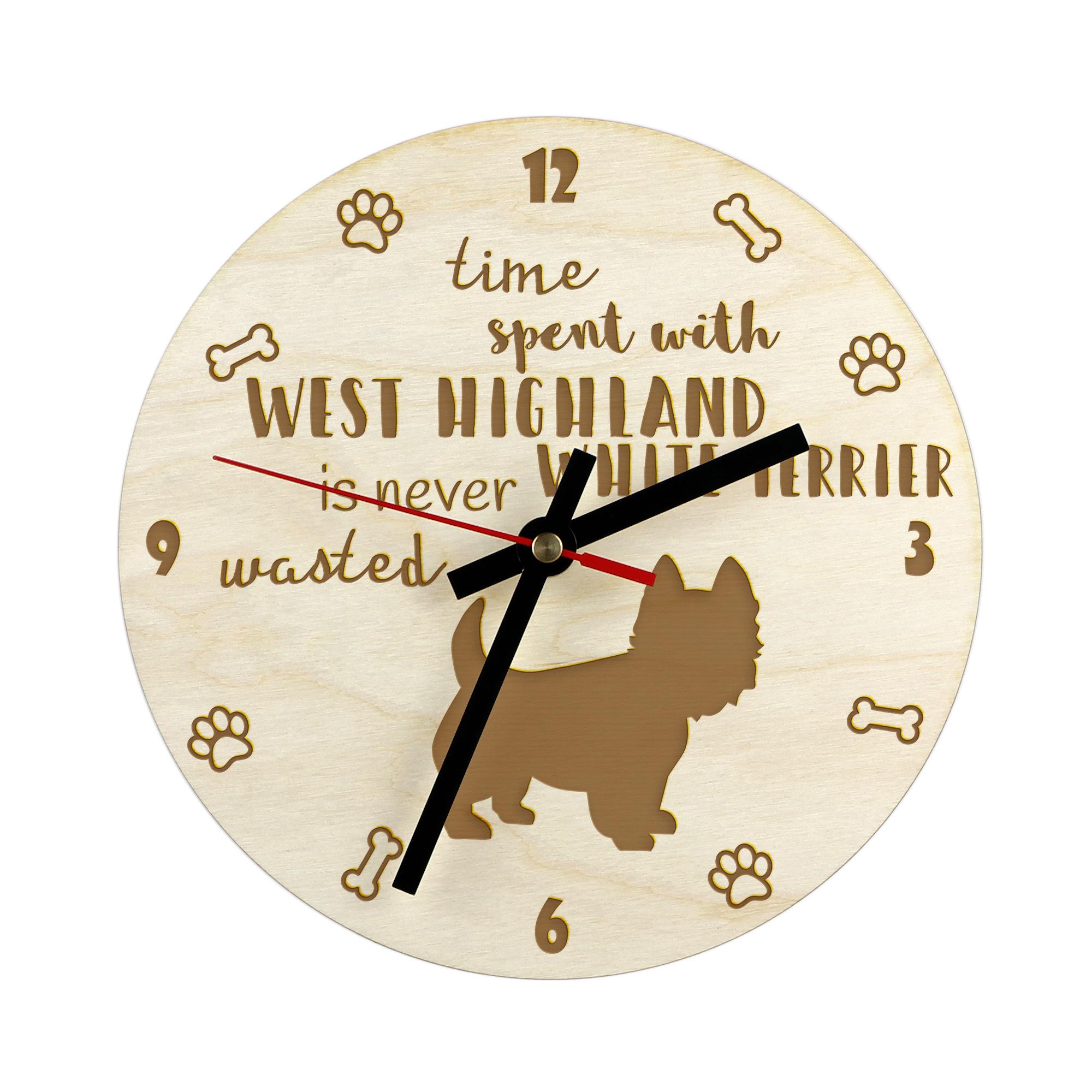West Highland White Terrier, Westie, Westy - clock with dog, wooden clock with engraving, personalised clock by Art-Dog
West Highland White Terrier, Westie, Westy - clock with dog, wooden clock with engraving, personalised clock by Art-Dog