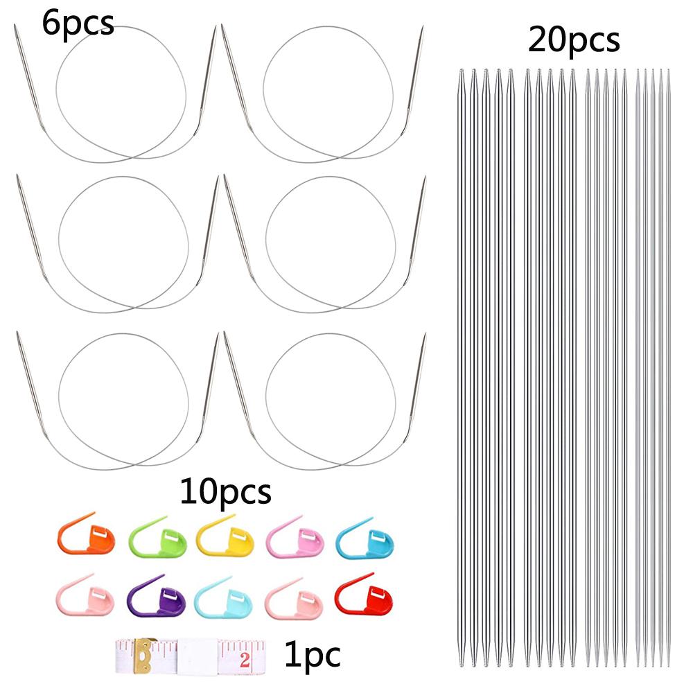 26PCS Circular Knitting Needle Sets Straight Double Pointed Stainless Steel Sweater Needle & Knitting Stitch Marker for Knitting
26PCS Circular Knitting Needle Sets Straight Double Pointed Stainless Steel Sweater Needle & Knitting Stitch Marker for Knitting