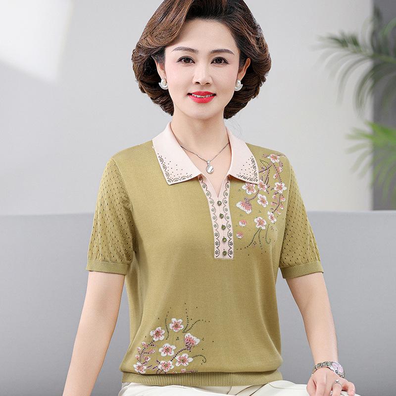 Elegant Ice Silk Short-Sleeve T-Shirt for Middle-Aged and Elderly Women 5XL (150-165 jin)
Elegant Ice Silk Short-Sleeve T-Shirt for Middle-Aged and Elderly Women 5XL (150-165 jin)