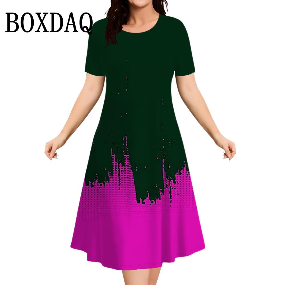 Women Plus Size Summer Dresses 3D Gradient Printed Short Sleeve Loose A-Line Dress Oversized Women Clothing Elegant Ladies Dress 6XL
Women Plus Size Summer Dresses 3D Gradient Printed Short Sleeve Loose A-Line Dress Oversized Women Clothing Elegant Ladies Dress 6XL