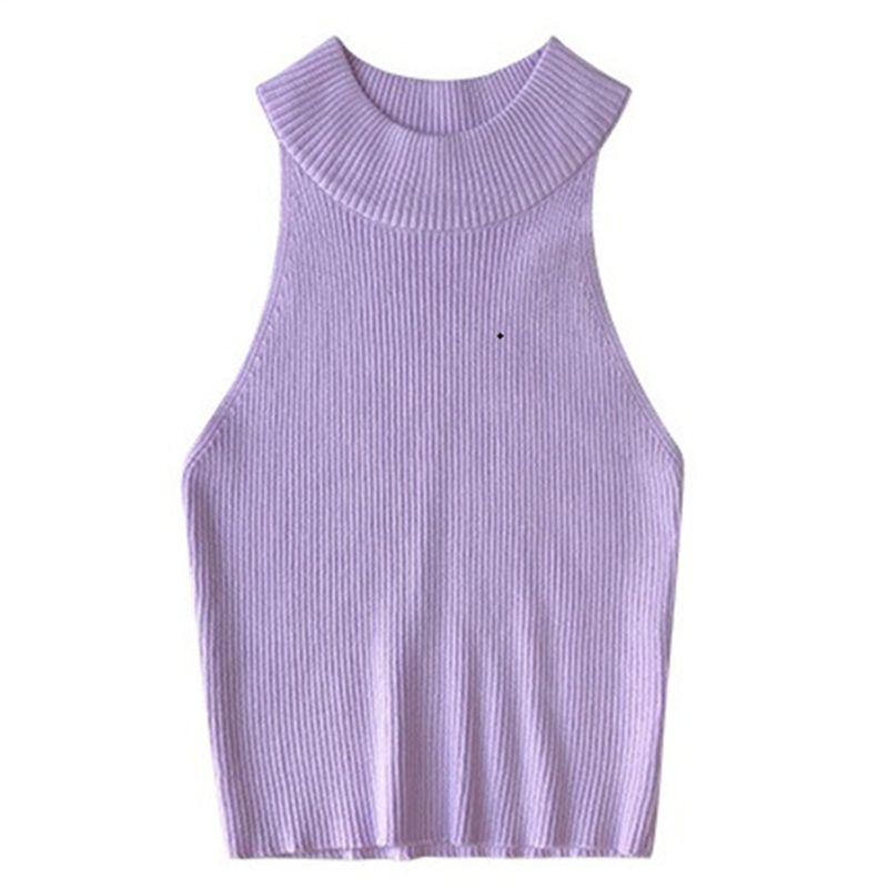European and American Sexy Silm Sleeveless Midriff-Baring Knitting Vest Short Top Women s Sexy Knit Crop Tank Top Purple All yards
European and American Sexy Silm Sleeveless Midriff-Baring Knitting Vest Short Top Women s Sexy Knit Crop Tank Top Purple All yards
