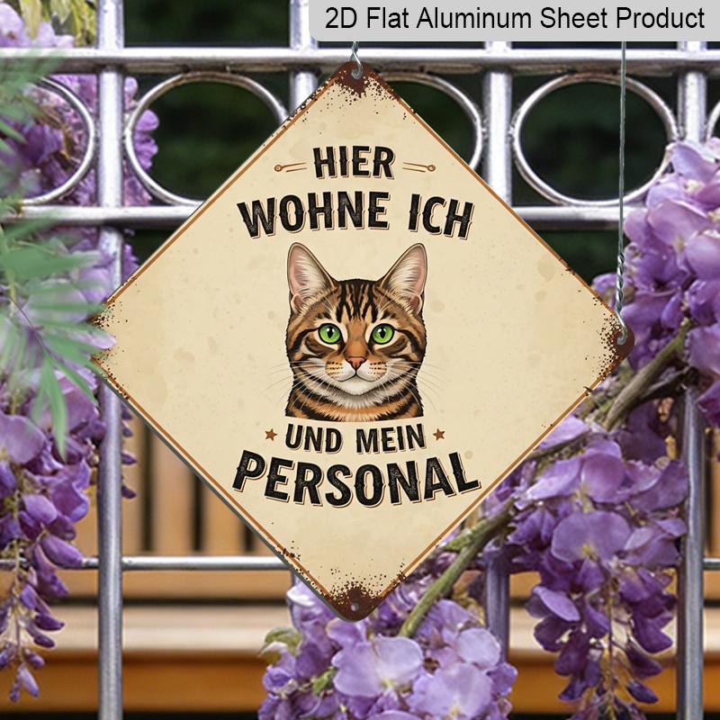 2D Flat - 1pc Vintage Cat Themed Aluminum Sign, Funny German Slogan Wall Art, Rustic Aluminum Plaque, Suitable for Cat House, Pet Shop, Living Room 20*20cm
2D Flat - 1pc Vintage Cat Themed Aluminum Sign, Funny German Slogan Wall Art, Rustic Aluminum Plaque, Suitable for Cat House, Pet Shop, Living Room 20*20cm