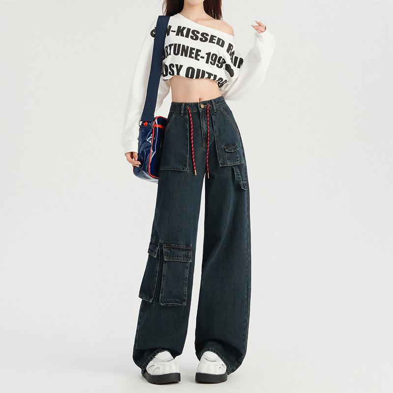 Spring 2026 Women s Retro Blue High Waist Overalls with Slimming Drawstring and Wide Straight Legs. XL
Spring 2026 Women s Retro Blue High Waist Overalls with Slimming Drawstring and Wide Straight Legs. XL