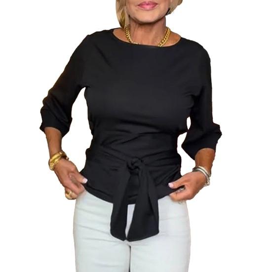 Women Tops Slim Fit Waist Tops Pure Color Three-Quarter Sleeve Summer Round Neck Front Lace-Up Knot L чёрный
Women Tops Slim Fit Waist Tops Pure Color Three-Quarter Sleeve Summer Round Neck Front Lace-Up Knot L чёрный