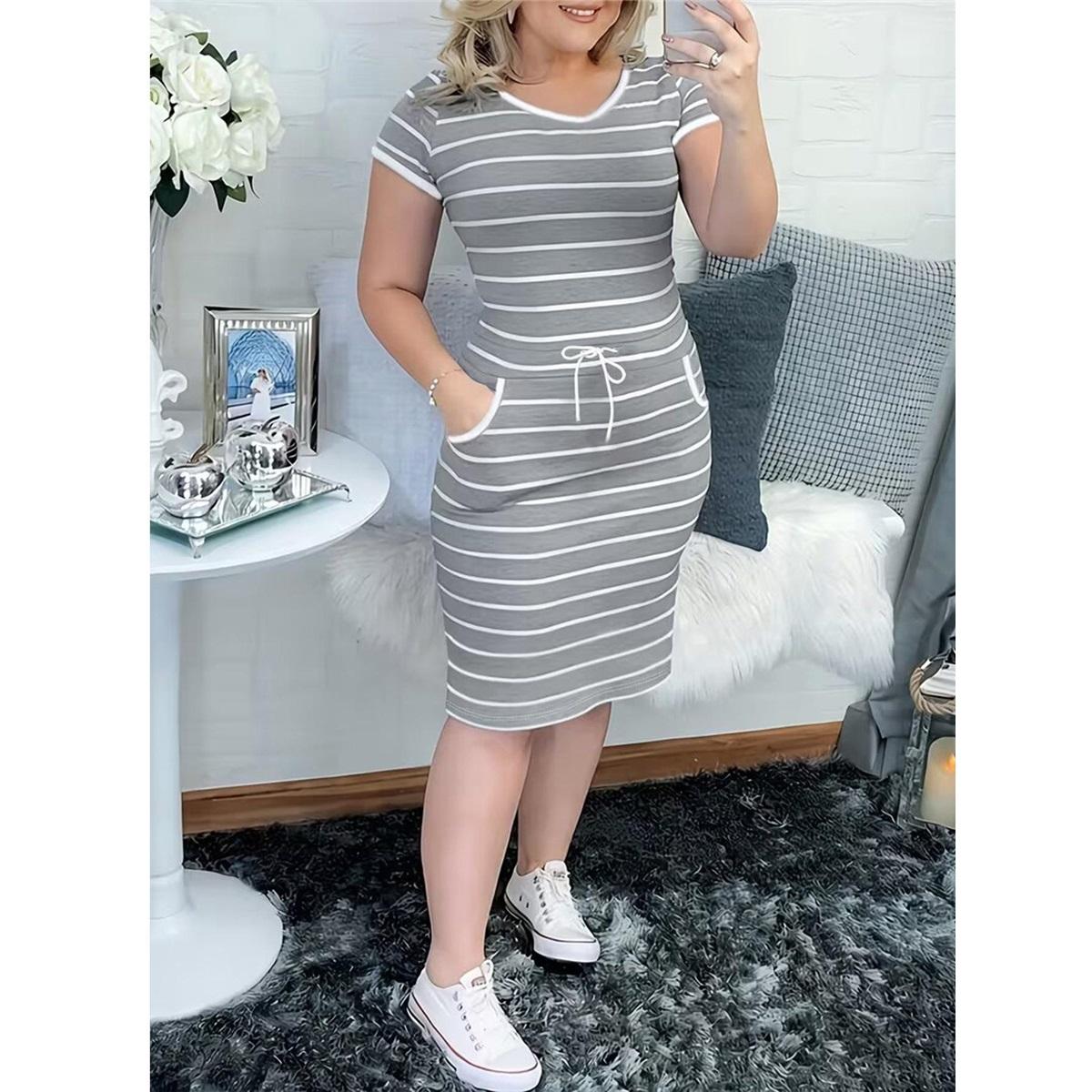 Women s Summer Commuter Belted Striped Plus Size Dress XL сірий колір
Women s Summer Commuter Belted Striped Plus Size Dress XL сірий колір