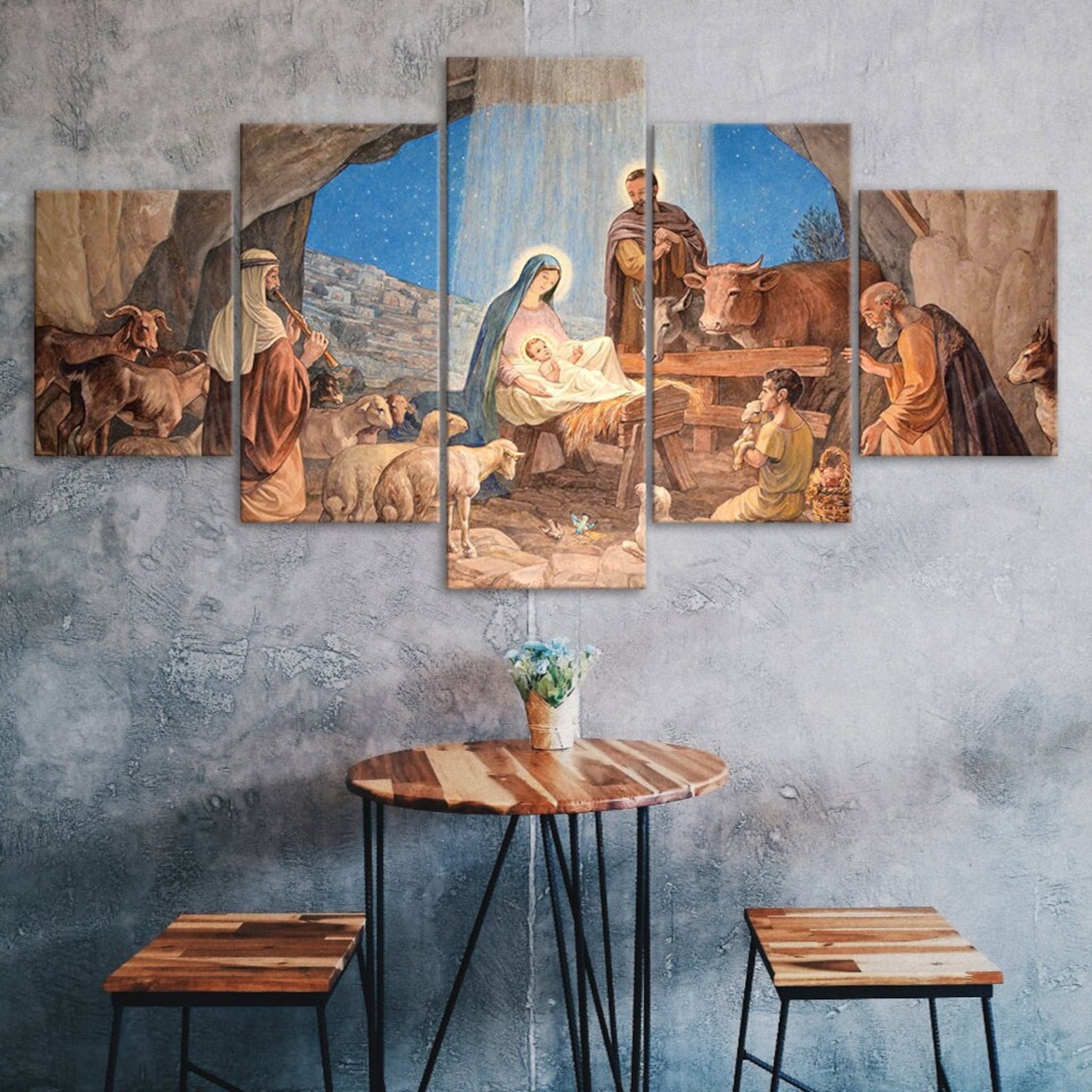 Birth of Jesus 5 Piece Canvas Wall Art Five Panel Christianity Theme Print Modern Art Poster Home Decor Picture Gift For Him For Her 20X35 20X45 20X55CM
Birth of Jesus 5 Piece Canvas Wall Art Five Panel Christianity Theme Print Modern Art Poster Home Decor Picture Gift For Him For Her 20X35 20X45 20X55CM