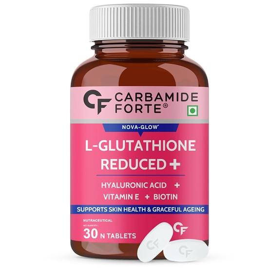 Carbamide Forte Japanese Reduced L Glutathione Tablets 500mg with Vitamin E | Glutathione with Hyaluronic Acid– 30 Veg Tablets Each
Carbamide Forte Japanese Reduced L Glutathione Tablets 500mg with Vitamin E | Glutathione with Hyaluronic Acid– 30 Veg Tablets Each