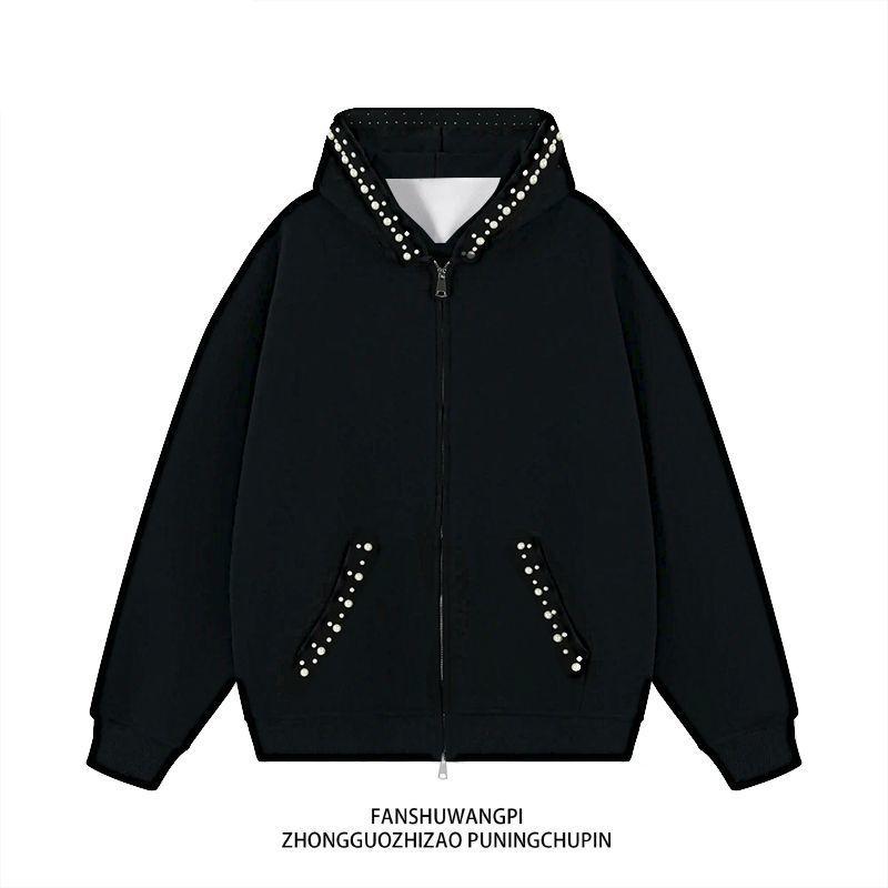 Women s Black Studded Zipper Hoodie Loose Casual Long-Sleeve Streetwear Jacket L чорний
Women s Black Studded Zipper Hoodie Loose Casual Long-Sleeve Streetwear Jacket L чорний