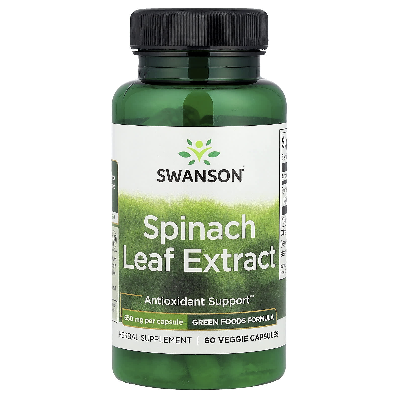 Spinach Leaf Extract, 650Mg, 60 Veggie Caps 
Spinach Leaf Extract, 650Mg, 60 Veggie Caps