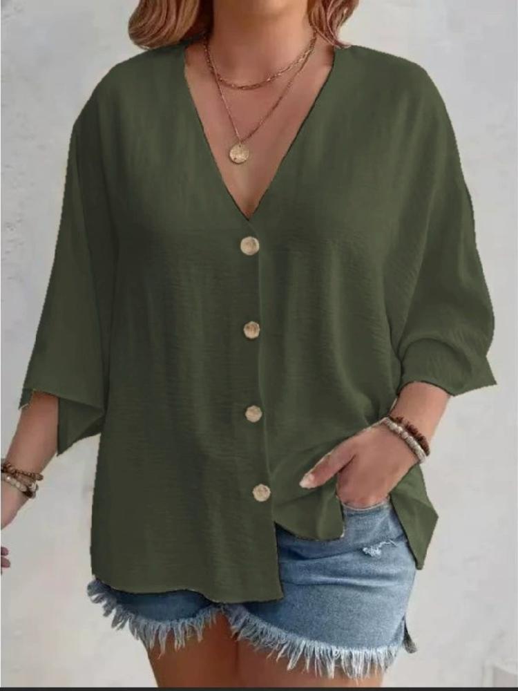 Fashion Women s Tops Loose V-Neck Long Sleeve T-Shirt Spring Summer Elegant Solid Color Casual Blouse M зелений
Fashion Women s Tops Loose V-Neck Long Sleeve T-Shirt Spring Summer Elegant Solid Color Casual Blouse M зелений