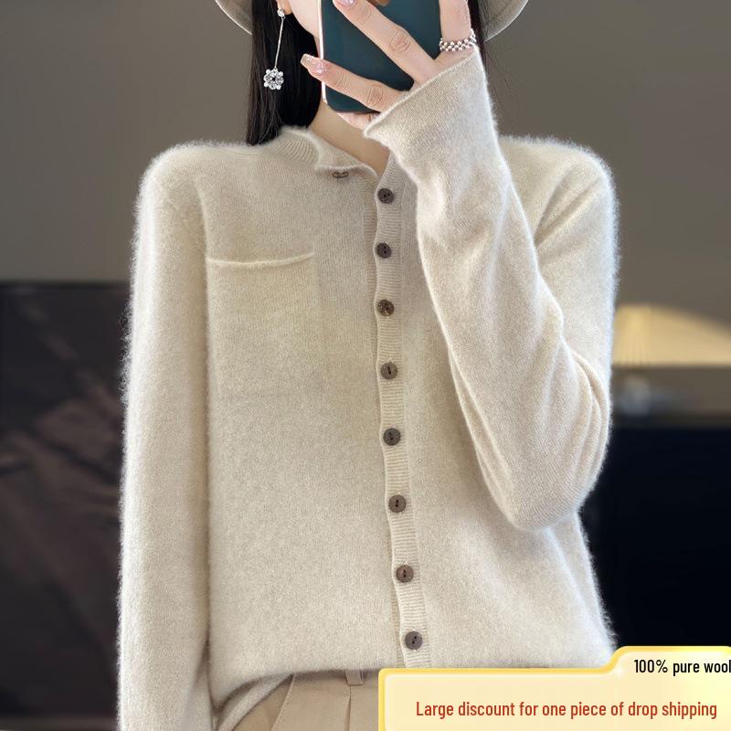 New Women s Autumn/Winter Loose Knit Wool Cardigan - Solid Color, Round Neck, Rolled Edge XL 60-68kg
New Women s Autumn/Winter Loose Knit Wool Cardigan - Solid Color, Round Neck, Rolled Edge XL 60-68kg