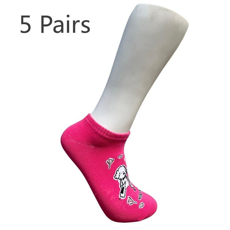 5 пар носков мужские и женские короткие носки модные мультяшные милые носки в студенческом стиле персонализированные хлопковые носки 5 pairs розы красного