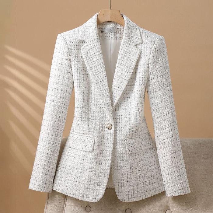 Fashionable White Checkered Suit Jacket for Women Spring Autumn Small Fragrant Elegant Suit Coat Women Blazer S білий
Fashionable White Checkered Suit Jacket for Women Spring Autumn Small Fragrant Elegant Suit Coat Women Blazer S білий